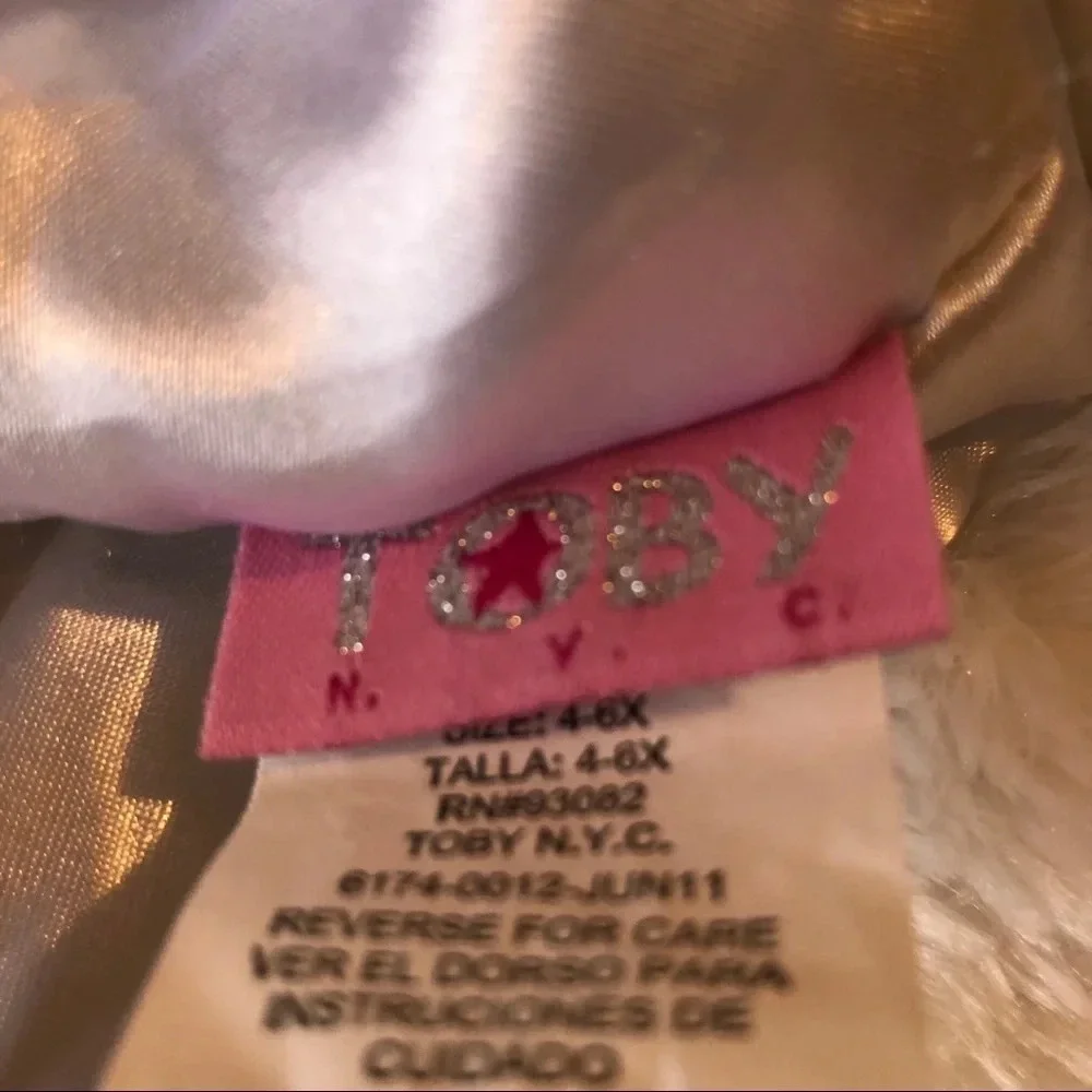 Girls faux fur, Toby NYC bucket hat, sz 4/6x